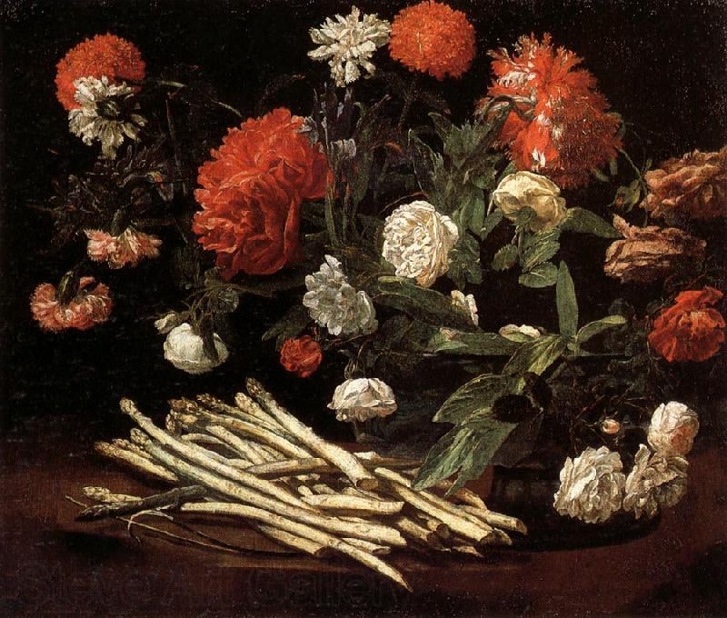 Giovanni Martinelli Still Life with Roses,Asparagus,Peonies,and Car-nations Spain oil painting art